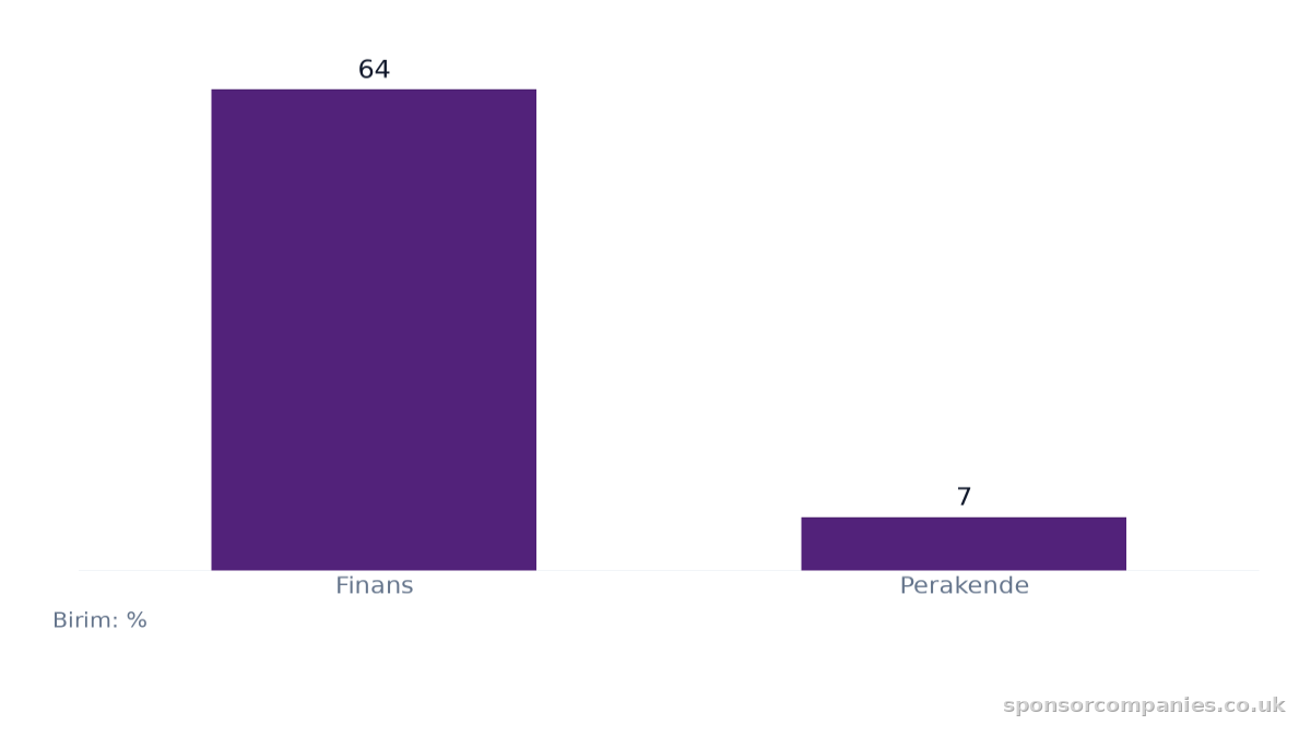 Nitelikli Çalışan Vizelerinin Göçmen İşgücü Büyümesindeki Payı karşılaştırmasını gösteren çubuk grafik: Değerler: Finans: 64; Perakende: 7.